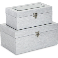 Fidela Set of 2 Silver Vinyl Boxes