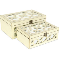 Serapha Set of 2 Mirror Overlayed Boxes - White