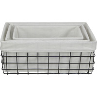 Esker Set of 3 Lined Metal Wire Rectangular Baskets