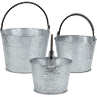 Georgina Set of 3 Ridged Tapered Metal Buckets
