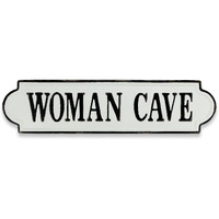 Raelle Lacquered Style White "Woman Cave" Wall Sign