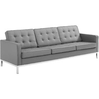 Loft Tufted Upholstered Faux Leather Sofa