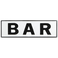 Rosalia Lacquer Style White & Black "BAR" Wall Sign
