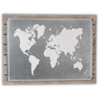 Oriana Painted Metal & Wood World Map Wall Decor