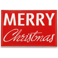 Nicholas Bright Red and White Metal "Merry Christmas" Sign