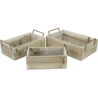 Zada Set of 3 Brown Wood Handled Rectangular Crates