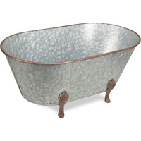 Lavande Metal Tub Decor - Large - Galvanized