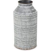 Azian White Washed Galvanized Patterned Jug Decor - Large