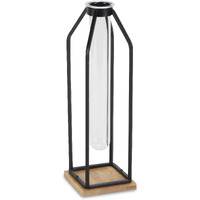 Adrie Modern Black Glass Tube Stand Decor - Large