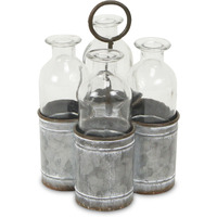 Sofia 4 Slot Galvanized Metal Jar Holder