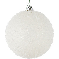 Vickerman 6" White Ice Ball Ornament 4/Bag - N185311