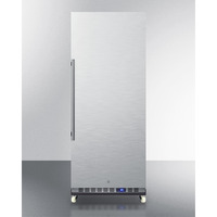 10.1 cu.ft. reach-in commercial all-refrigerator with stainless steel interior, wheels, and tray holders