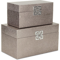 Galena Set of 2 Double Happiness Shagreen Boxes - Rose Gold