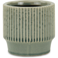 Green Ruffled Ridge Pot - Small
