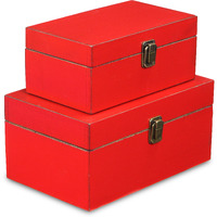 Amadeo Set of 2 Wooden Latched Boxes - Red