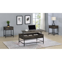 Cliff 3 Piece Brown Lift Top Coffee and End Table Set
