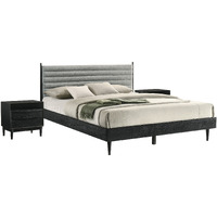 Artemio King 3 Piece Wood Bedroom Set in Black Finish