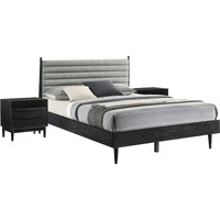 Artemio Queen 3 Piece Wood Bedroom Set in Black Finish