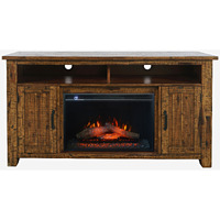 Cannon Valley Industrial Modern 60" Storage Console TV Stand with Electric Fireplace