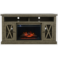 Telluride Rustic Solid Pine 60" Storage Console TV Stand with Electric Fireplace