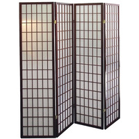 Ore International R566-4 4-Panel Room Divider - Cherry
