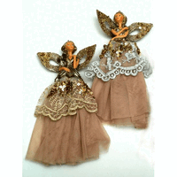 Elegant Lady with Gold Skirt Ornaments Set of Two