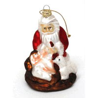 Roman Molded Glass Kneeling Santa Ornament