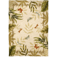 Home Fires PP-JB001B 22 in. x 34 in. Butterflies and Dragonflies Indoor Outdoor Hand Hooked Area Rug - Beige