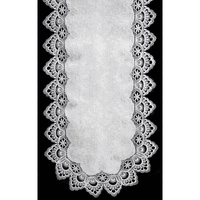 Sinobrite H8139-F1 White Lace Oval Runner- 16 x 54 in.