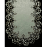 Sinobrite H8139-FF Cocoa Lace Oblong Table Cloth- 68 x 126 in.