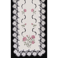 Sinobrite H0608-RS Pink Rose Lacey Edge Oblong Table Cloth- 68 x 90 in.