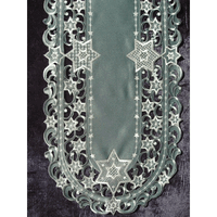 Sinobrite H9100-G Gold Star on Green Round Doily- 24 in.