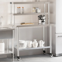 vidaXL Kitchen Work Table with Overshelf 43.3x21.7x59.1 Stainless Steel
