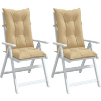 vidaXL Highback Chair Cushions 2 pcs Melange Beige 47.2x19.7x2.8 Fabric