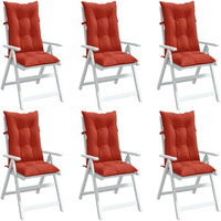 vidaXL Highback Chair Cushions 6 pcs Melange Red 47.2x19.7x2.8 Fabric