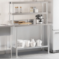 vidaXL Kitchen Work Table with Overshelf 43.3x21.7x59.1 Stainless Steel
