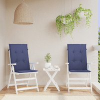 vidaXL Highback Chair Cushions 2 pcs Navy Blue Fabric
