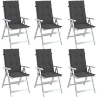 vidaXL Highback Chair Cushions 6 pcs Melange Anthracite 47.2x19.7x1.6 Fabric