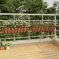 vidaXL Wall Troughs 2 pcs with Coco Liners Black 35.8x7.9x9.1 Steel