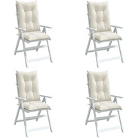 vidaXL Highback Chair Cushions 4 pcs Melange Cream 47.2x19.7x2.8 Fabric