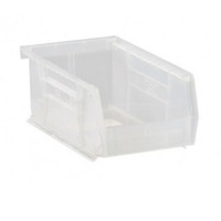 Bin, stacking or hanging, 8-1/4W x 13-5/8D x 6H, front/back/side grips, anti-slide lock, (1) divider slot, rear hanger, molded-in label holder, polypropylene, clear, Made in USA