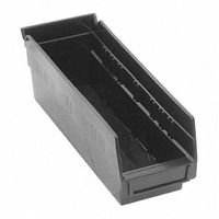 Economy Shelf Bin, nesting, conductive, 11-5/8W x 4-1/8D x 4H, (7) divider slots, rear hanglock, molded-in label holder, polypropylene, black, Made in USA