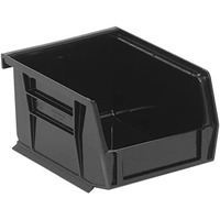 Bin, stacking or hanging, conductive 4-1/8W x 5-3/8D x 3H, front/back/side grips, anti-slide lock, (1) divider slot, rear hanger, molded-in label holder, black, Made in USA
