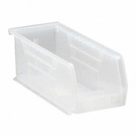Bin, stacking or hanging, 4-1/8W x 10-7/8D x 4H, front/back/side grips, anti-slide lock, (1) divider slot, rear hanger, molded-in label holder, polypropylene, clear, Made in USA