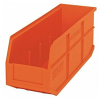 Stackable Shelf Bin, 18W x 6D x 7H, autoclavable up to 250F, polypropylene, orange, made in USA