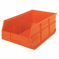 Stackable Shelf Bin, 18W x 11D x 7H, autoclavable up to 250F, polypropylene, orange, made in USA