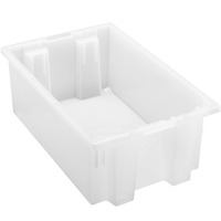 Stack and Nest Tote, 23-1/2W x 15-1/2D x 12H, heavy duty, 1.70 cu. ft. capacity, clear polypropylene, Made in USA (priced per each, 3 each per carton)