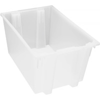 Stack and Nest Tote, 29-1/2W x 19-1/2D x 15H, heavy duty, 3.70 cu. ft. capacity, clear polypropylene, Made in USA (priced per each, 3 each per carton)