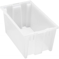 Stack and Nest Tote, 18W x 11D x 9H, heavy duty, 0.76 cu. ft. capacity, clear polypropylene, Made in USA (priced per each, 6 each per carton)