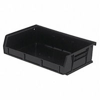 Bin, stacking or hanging, 11W x 7-3/8D x 3H, front/back/side grips, anti-slide lock, (3) divider slot, rear hanger, molded-in label holder, polypropylene, black, Made in USA